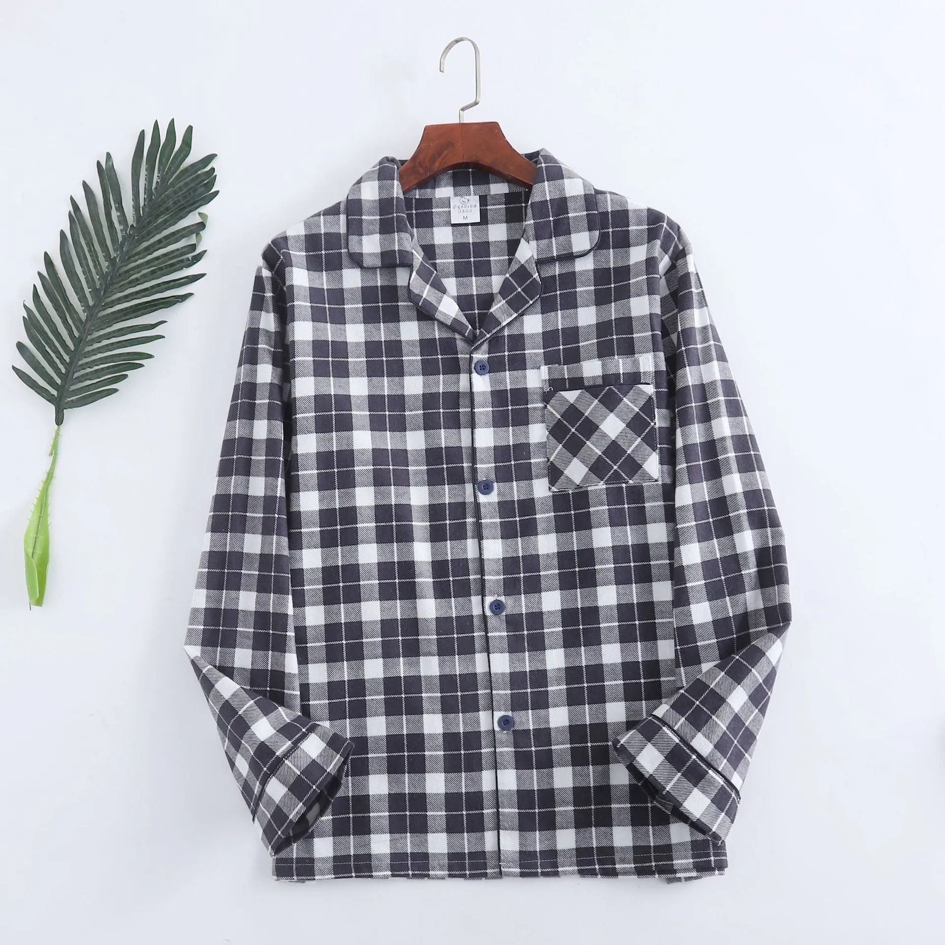 Winter Men's Plaid Flannel Pyjamas 2 Pcs Set