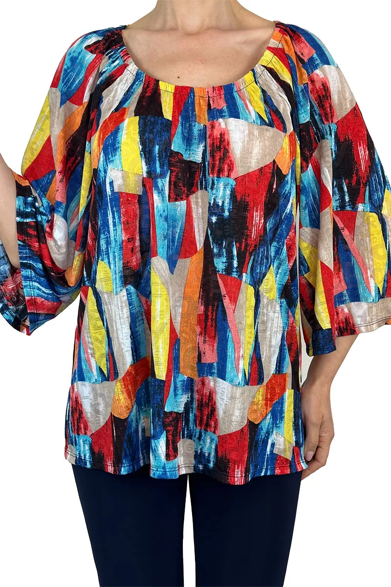 Women's Blouse Multi Color Soft Flowing Fabric Easy Flattering Style - Made in Canada - XXL Sizes