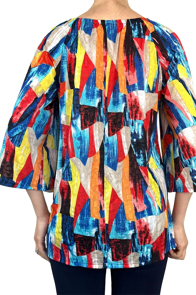 Women's Blouse Multi Color Soft Flowing Fabric Easy Flattering Style - Made in Canada - XXL Sizes