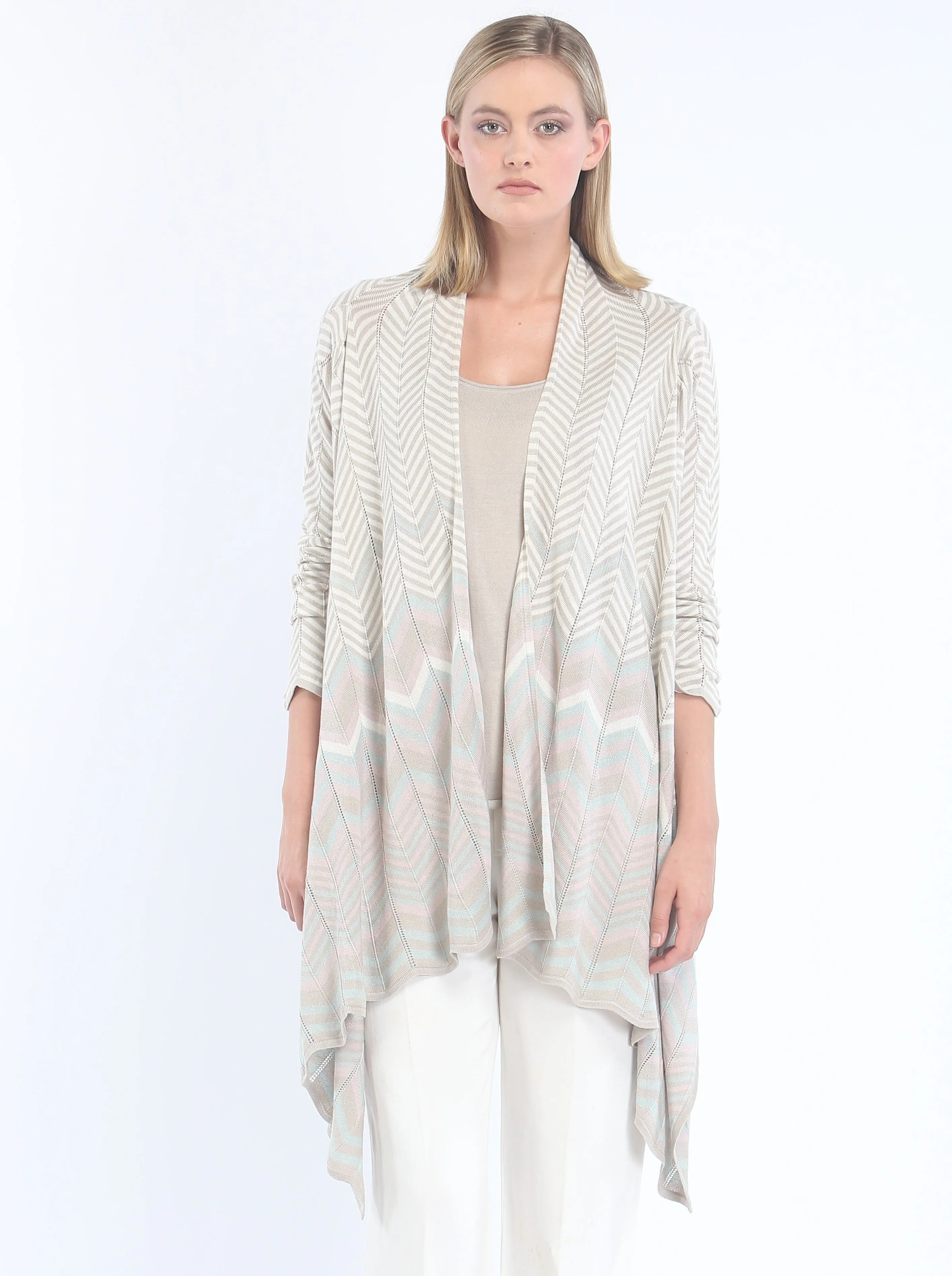 Zig-Zag Sleeved Wrap Cardigan