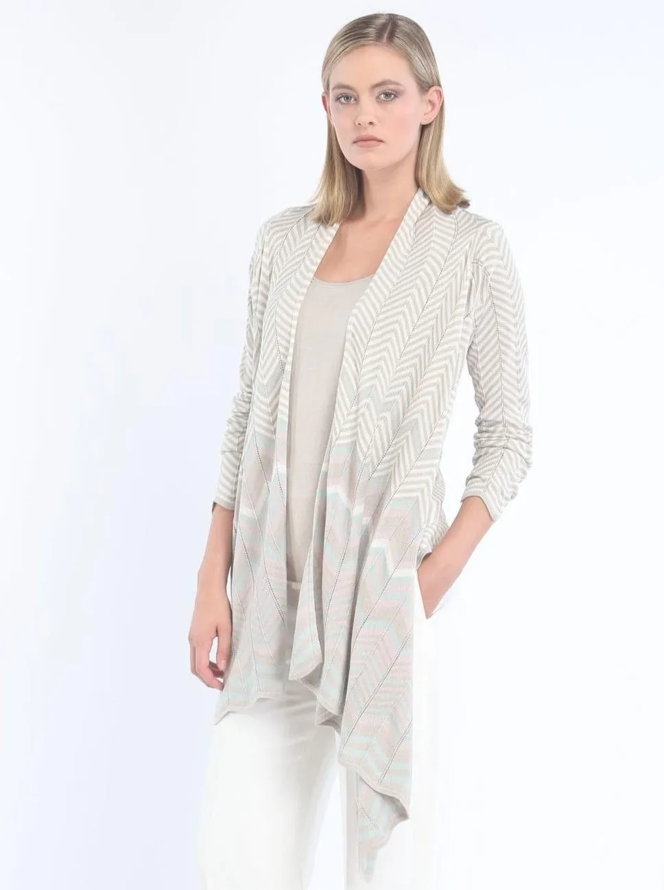 Zig-Zag Sleeved Wrap Cardigan