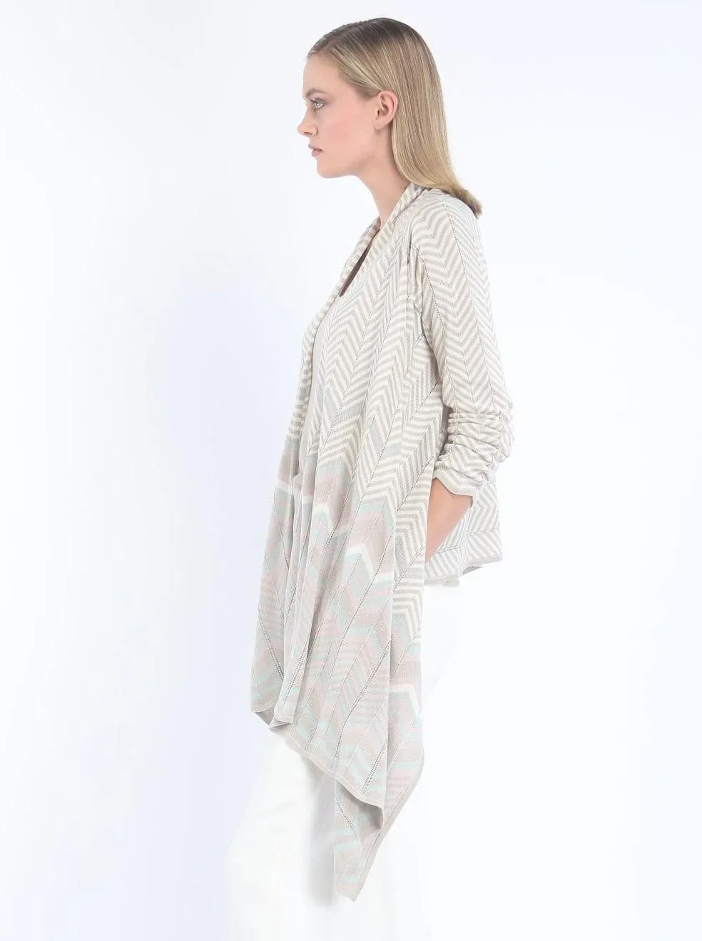 Zig-Zag Sleeved Wrap Cardigan